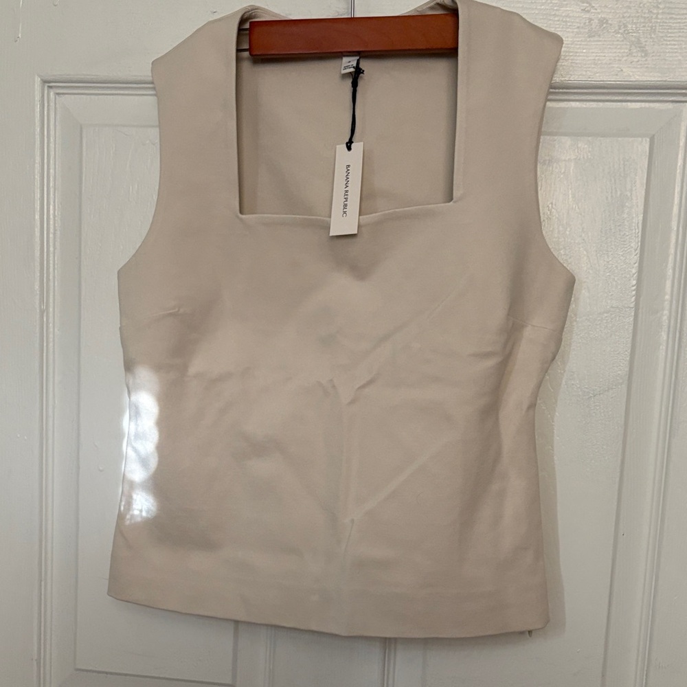 Banana Republic Sleeveless Square-Neck Tank in Light Beige